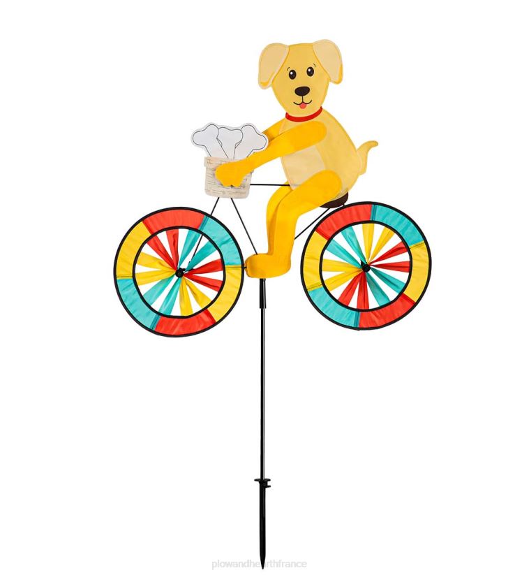 Plow & Hearth cour et jardin chien sur vélo moulin à vent 0BNZ319