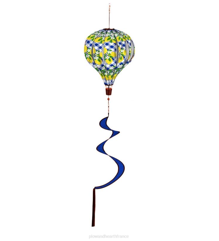 Plow & Hearth cour et jardin toupie à vent ballon pliable avec queue en spirale - plaid citron 0BNZ152