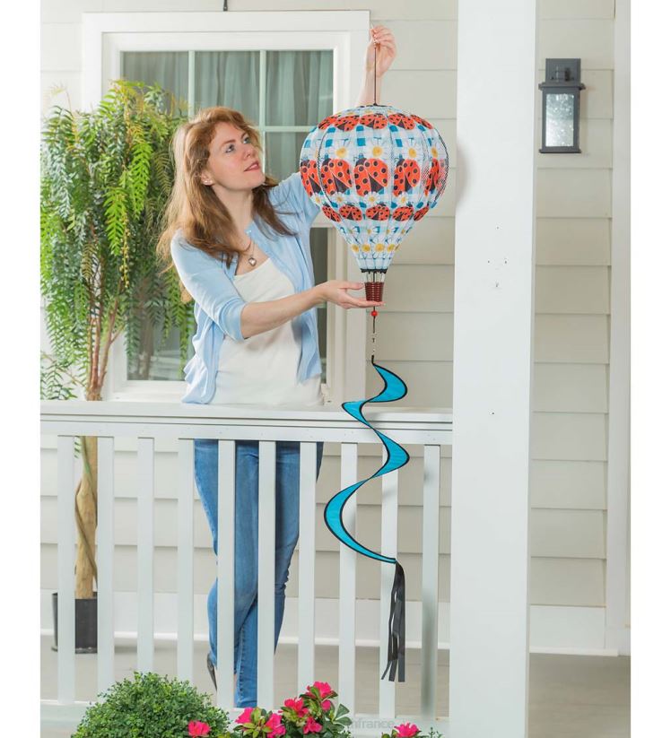 Plow & Hearth cour et jardin toupie à vent ballon pliable avec queue en spirale - plaid citron 0BNZ152