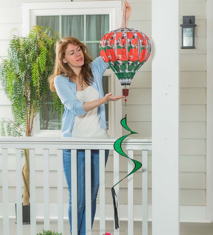 Plow & Hearth cour et jardin toupie à vent ballon pliable avec queue en spirale - plaid citron 0BNZ152