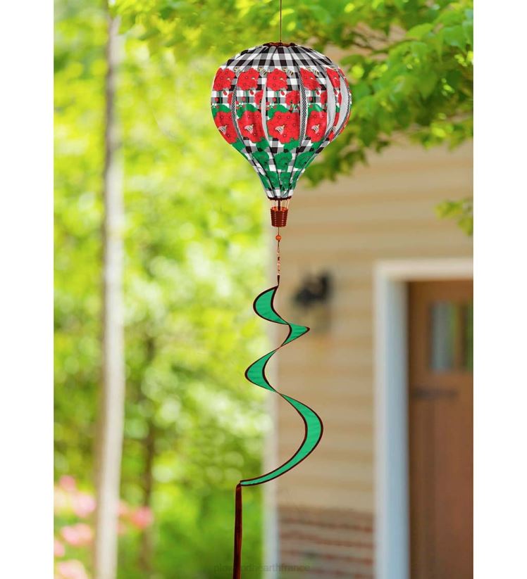 Plow & Hearth cour et jardin toupie à vent ballon pliable avec queue en spirale - plaid citron 0BNZ152
