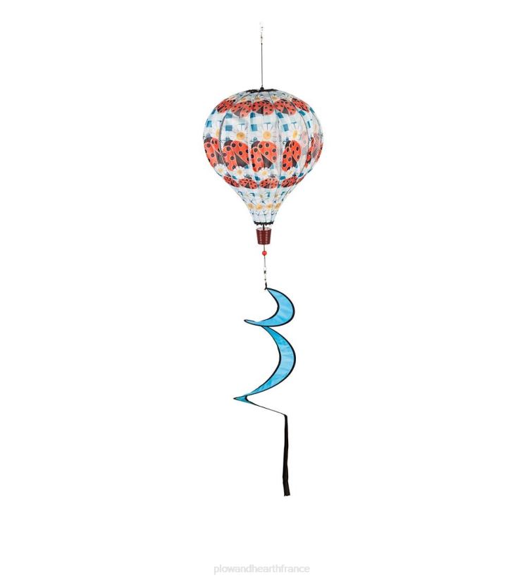 Plow & Hearth cour et jardin toupie à vent ballon pliable avec queue en spirale - plaid citron 0BNZ152