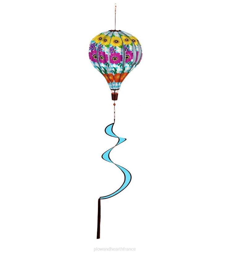 Plow & Hearth cour et jardin toupie à vent ballon pliable avec queue en spirale - plaid citron 0BNZ152