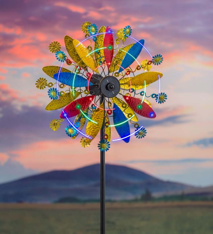 Plow & Hearth cour et jardin toupie à vent pétale light in motion - multi 0BNZ270