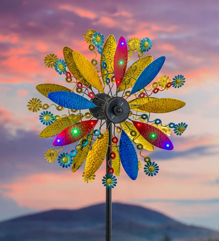 Plow & Hearth cour et jardin toupie à vent pétale light in motion - multi 0BNZ270