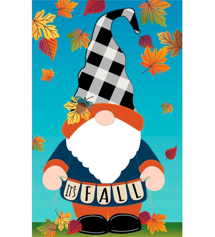 Plow & Hearth cour et jardin drapeau de jardin en lin gnome d’automne 0BNZ517