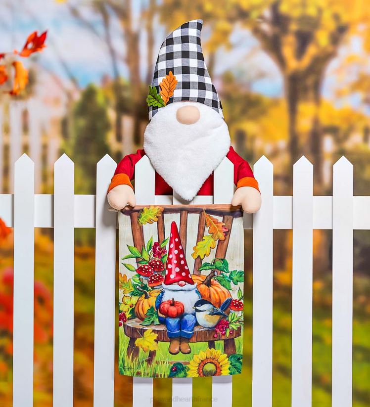 Plow & Hearth cour et jardin gnomes et amis drapeau de jardin en daim 0BNZ519