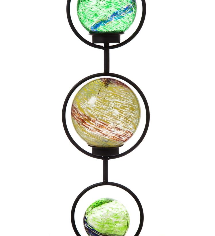 Plow & Hearth cour et jardin Globes en verre d'art qui brillent dans le noir avec piquet de jardin à structure en métal 0BNZ223