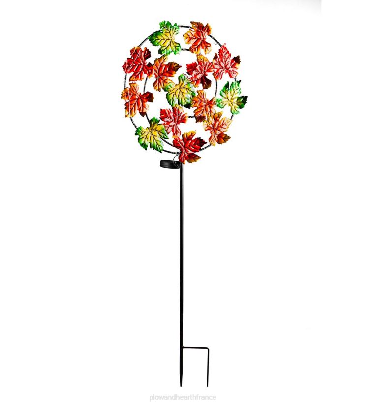 Plow & Hearth cour et jardin Pieu de jardin en feuilles d'érable avec effet de lumière solaire 0BNZ443