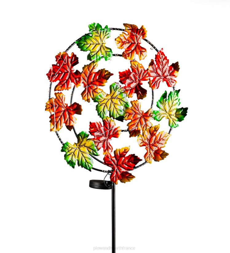 Plow & Hearth cour et jardin Pieu de jardin en feuilles d'érable avec effet de lumière solaire 0BNZ443