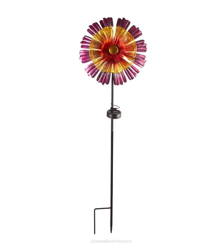 Plow & Hearth cour et jardin Piquet de jardin de fleurs en verre d'art solaire - violet 0BNZ236