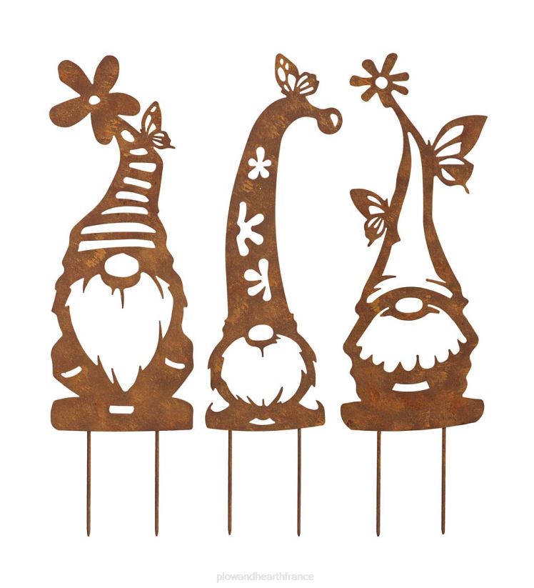 Plow & Hearth cour et jardin Piquets de jardin rustiques pour gnomes, ensemble de 3 0BNZ209