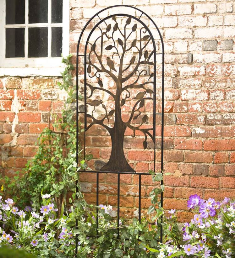Plow & Hearth cour et jardin Treillis de jardin arqué en métal avec motif arbre de vie - cuivre antique 0BNZ440