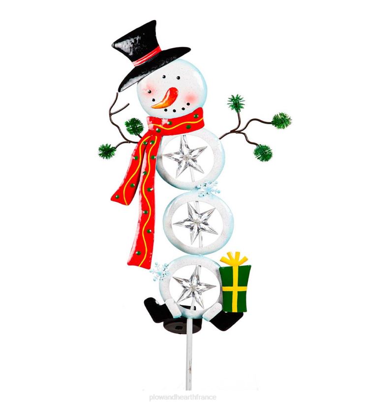 Plow & Hearth cour et jardin piquet de jardin solaire bonhomme de neige - flocon de neige 0BNZ436