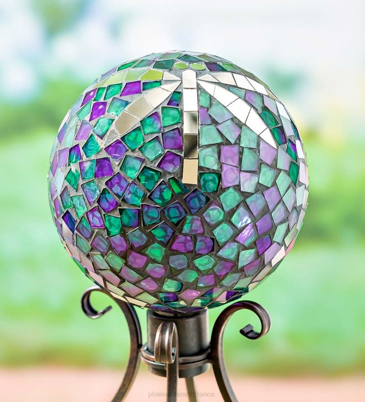 Plow & Hearth cour et jardin Boule d'observation en verre libellule en mosaïque 0BNZ334