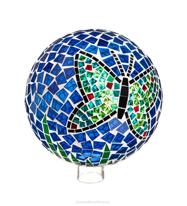 Plow & Hearth cour et jardin Butterfly Mosaic Glass Gazing Ball - Butterfly 0BNZ396