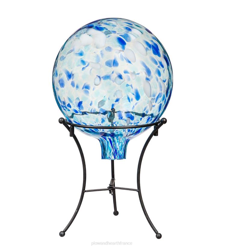 Plow & Hearth cour et jardin boule de confettis en verre d'art avec support - aqua 0BNZ258