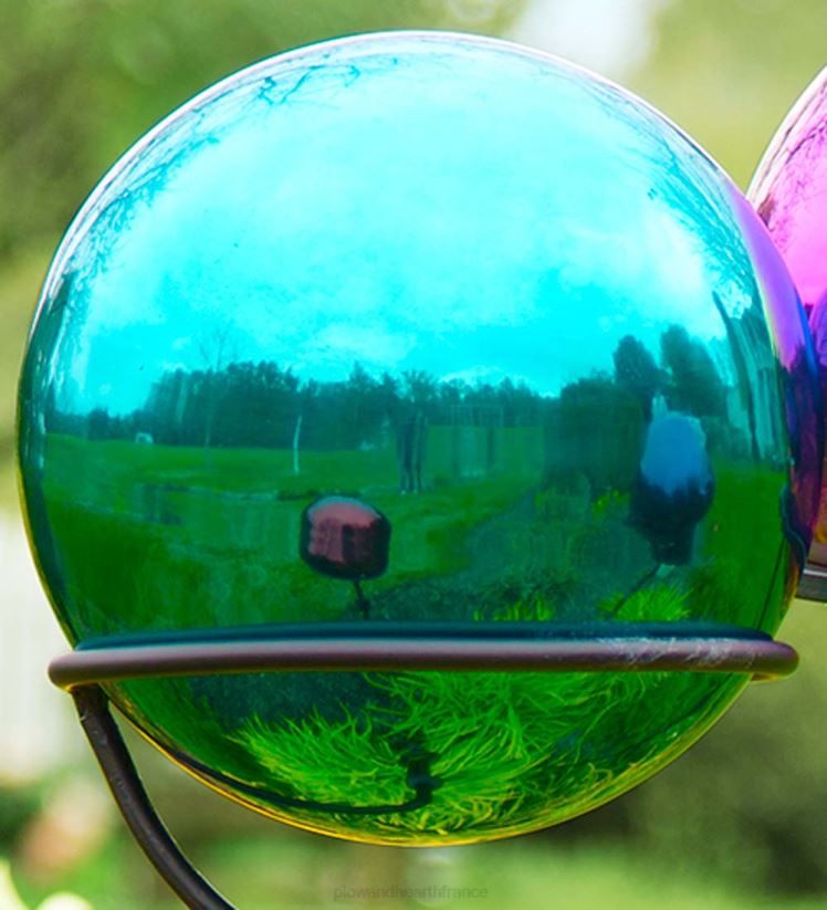 Plow & Hearth cour et jardin boules d'observation en acier inoxydable et présentoirs en fer 0BNZ66