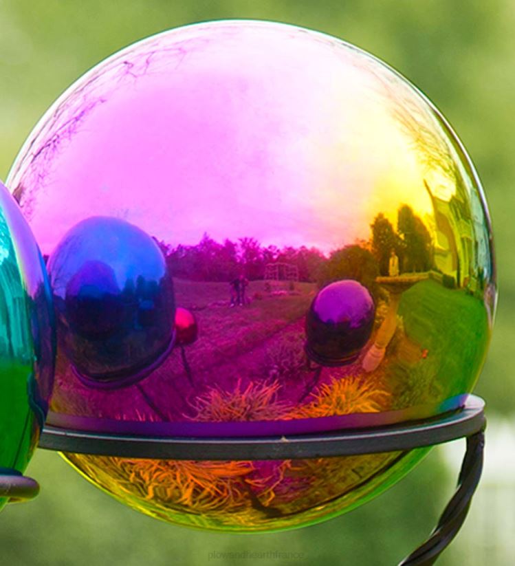 Plow & Hearth cour et jardin boules d'observation en acier inoxydable et présentoirs en fer 0BNZ66