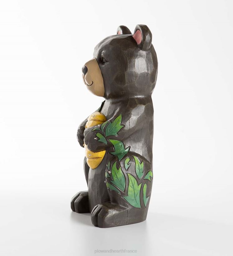 Plow & Hearth cour et jardin Statue éclairée d'ours noir et de shorty au miel, intérieur/extérieur 0BNZ297