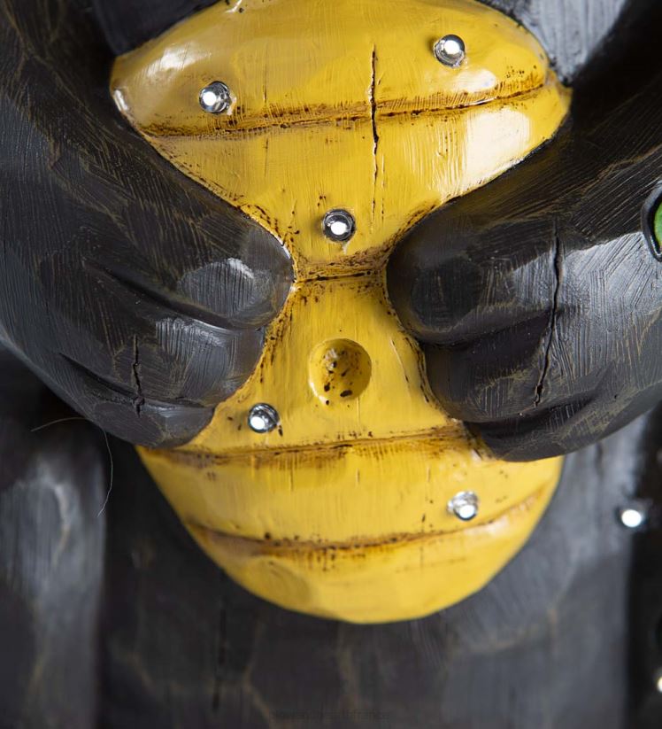 Plow & Hearth cour et jardin Statue éclairée d'ours noir et de shorty au miel, intérieur/extérieur 0BNZ297