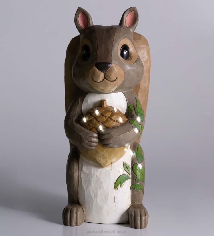 Plow & Hearth cour et jardin Statue courte d'écureuil éclairée intérieure/extérieure 0BNZ123