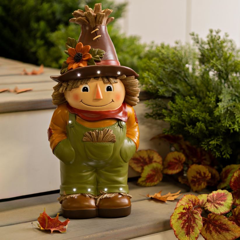 Plow & Hearth cour et jardin Statue courte d'épouvantail éclairée intérieure/extérieure 0BNZ201