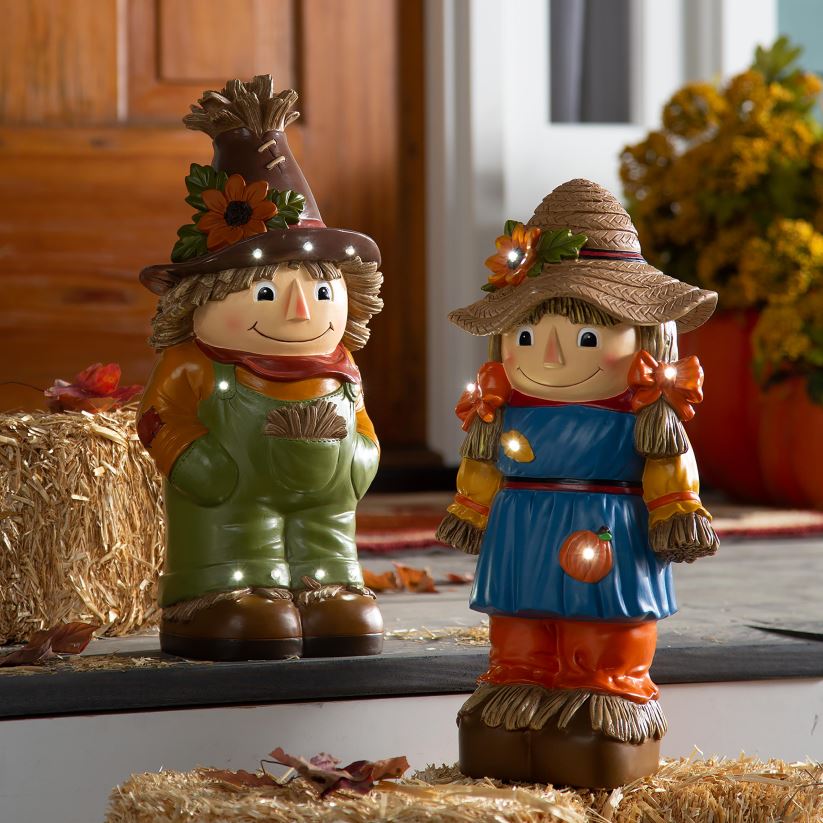 Plow & Hearth cour et jardin Statue courte d'épouvantail éclairée intérieure/extérieure 0BNZ262