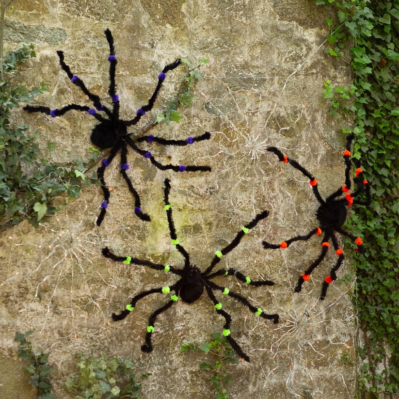 Plow & Hearth cour et jardin araignées suspendues d'Halloween surdimensionnées, lot de 3 0BNZ433
