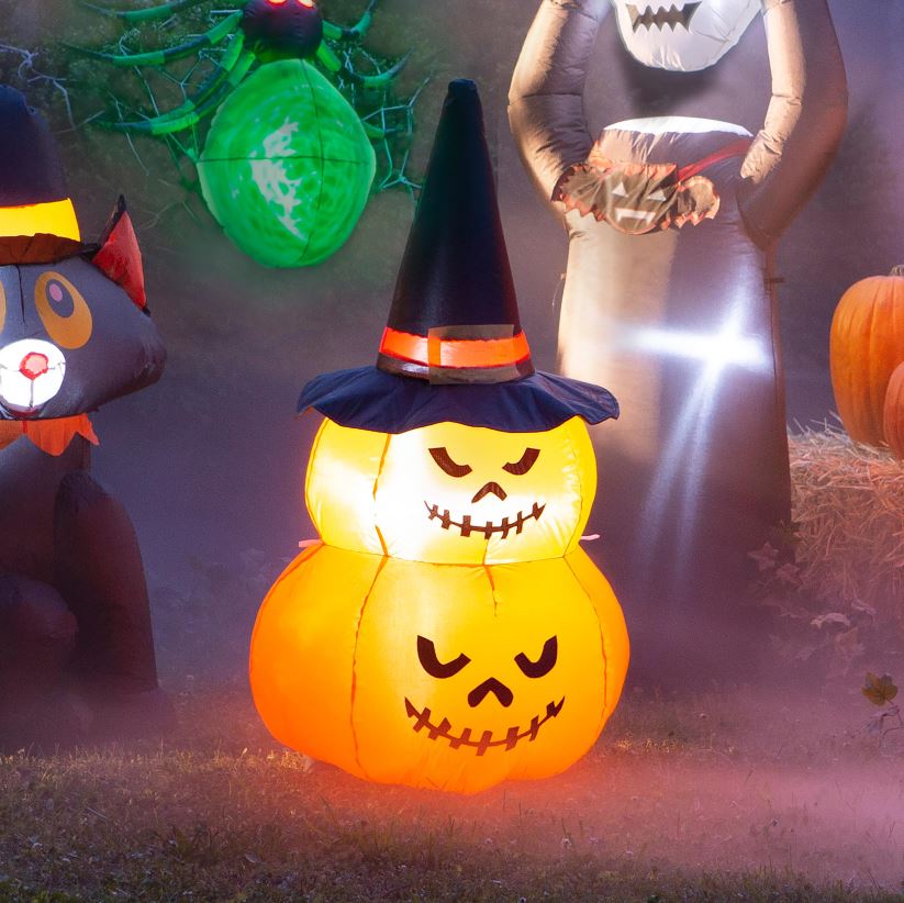 Plow & Hearth cour et jardin citrouilles empilées éclairées gonflables d'Halloween 0BNZ430