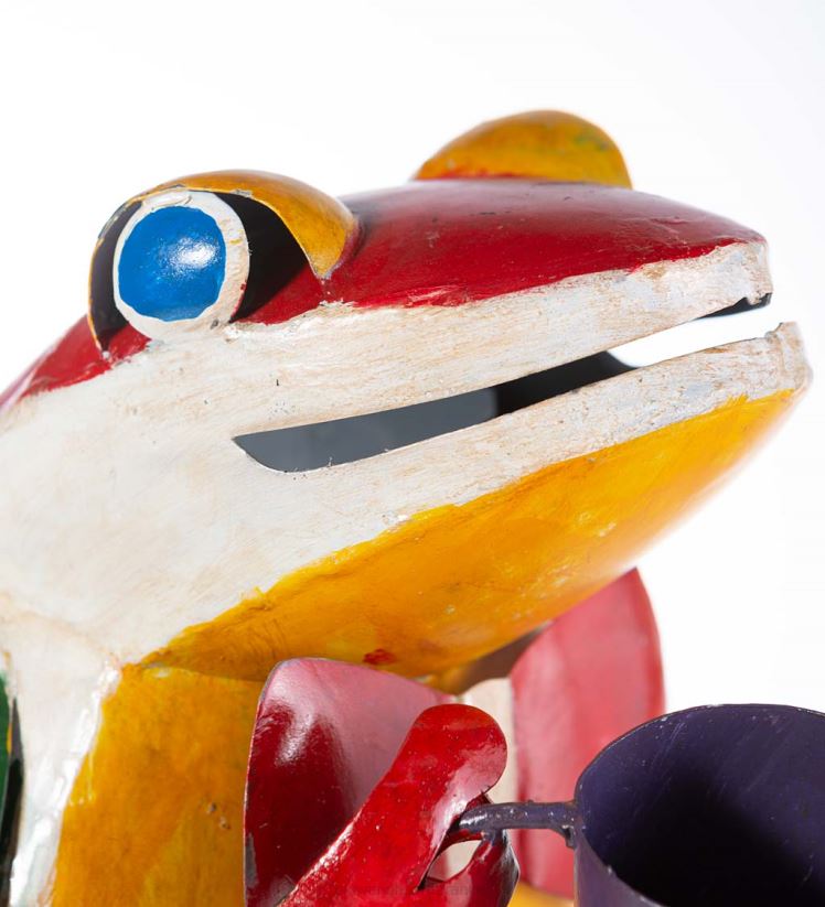 Plow & Hearth cour et jardin latte larry grenouille avec tasse à café statue de jardin en métal 0BNZ250