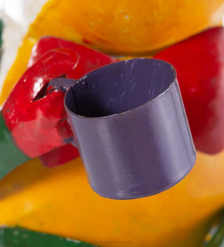 Plow & Hearth cour et jardin latte larry grenouille avec tasse à café statue de jardin en métal 0BNZ250