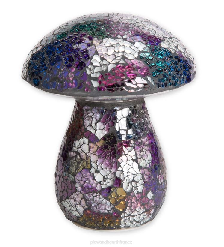 Plow & Hearth cour et jardin ornement de pelouse de champignon de mosaïque de verre - ambre 0BNZ420