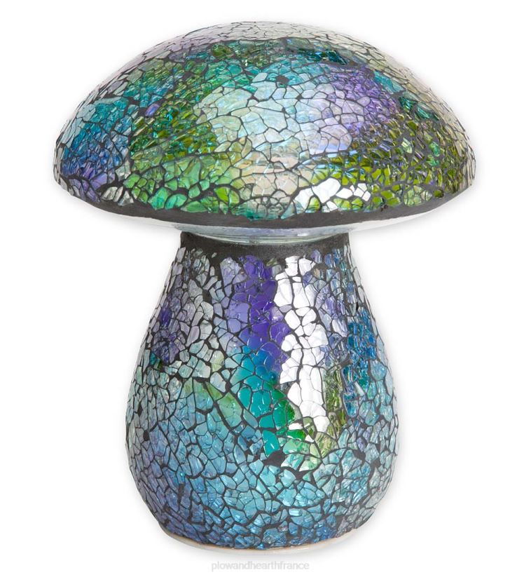 Plow & Hearth cour et jardin ornement de pelouse de champignon de mosaïque de verre - ambre 0BNZ420