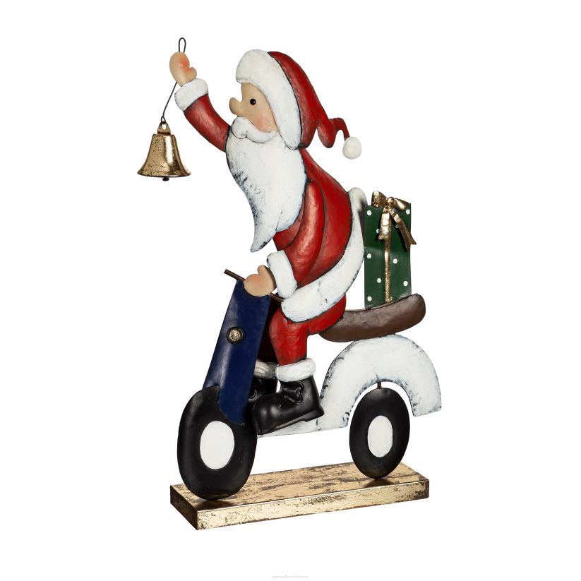 Plow & Hearth cour et jardin statue de jardin en métal père Noël sur scooter 0BNZ148