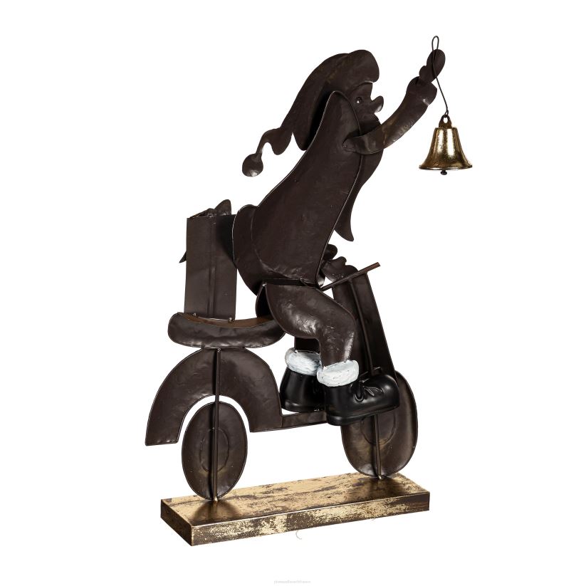 Plow & Hearth cour et jardin statue de jardin en métal père Noël sur scooter 0BNZ148