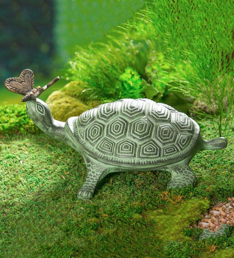 Plow & Hearth cour et jardin statue de jardin en métal tortue et papillon 0BNZ113