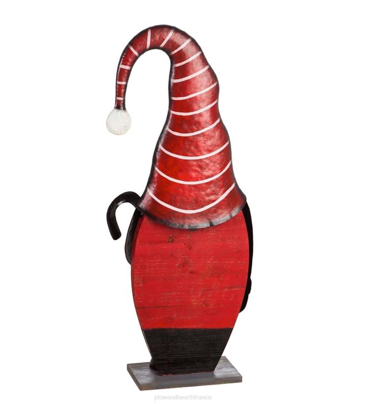 Plow & Hearth cour et jardin statue de jardin nain de vacances en métal et bois 0BNZ168