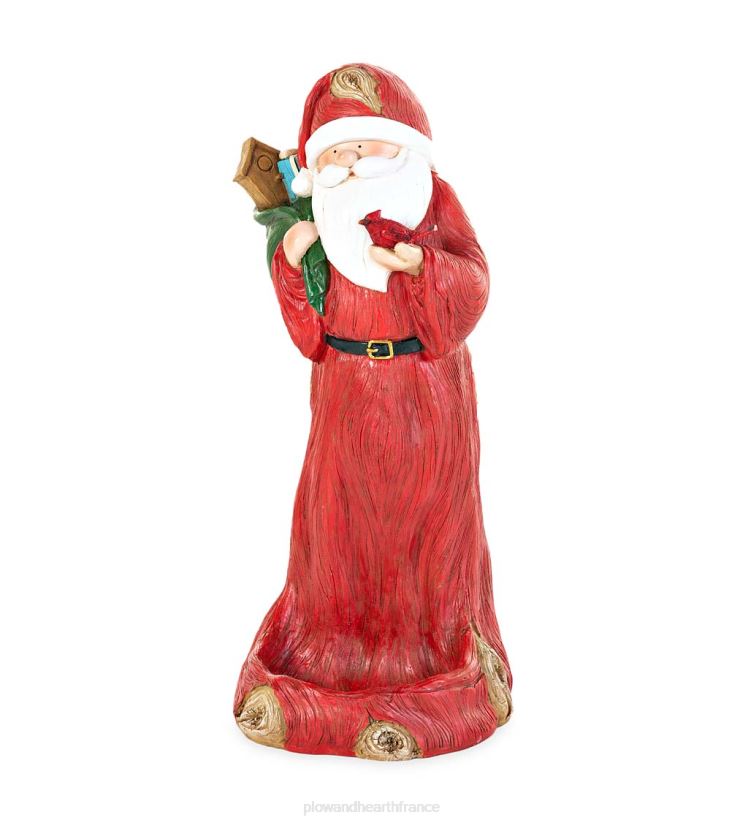 Plow & Hearth cour et jardin statue de mangeoire à oiseaux du Père Noël toutes saisons 0BNZ106