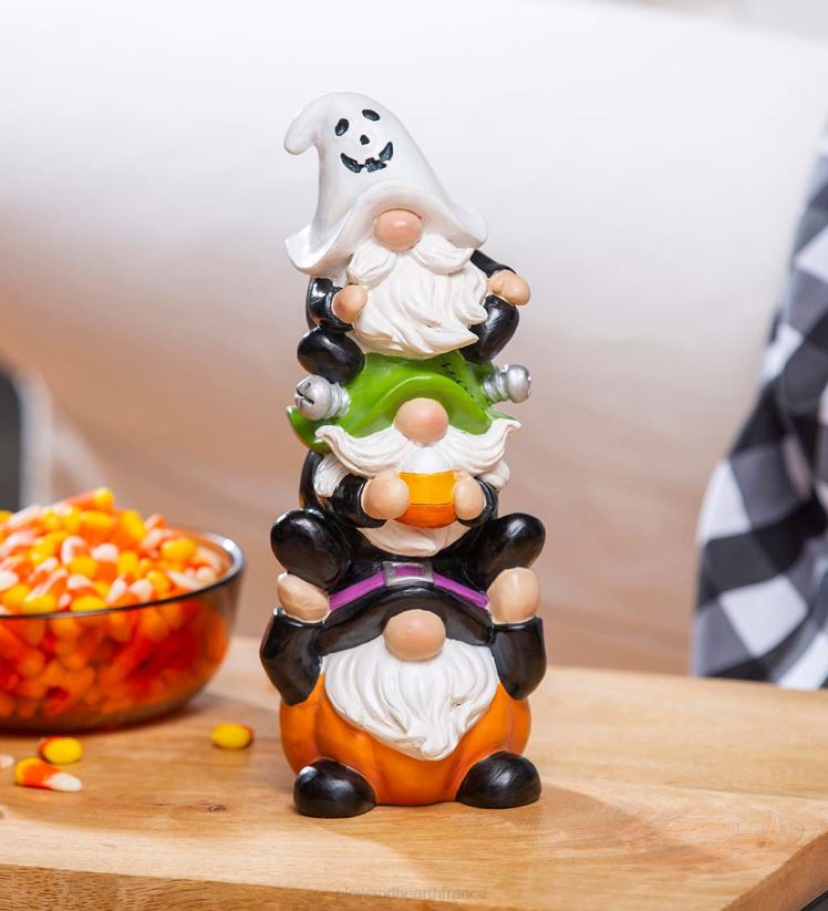 Plow & Hearth cour et jardin trio de gnomes d'Halloween empilés 0BNZ425
