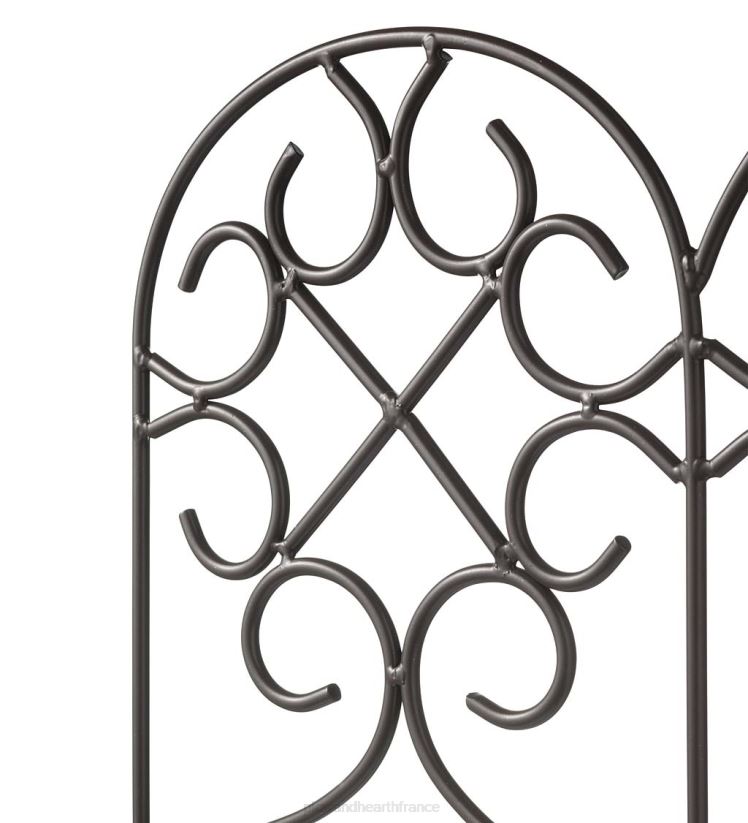 Plow & Hearth cour et jardin bordure en fer forgé à volutes avec piquets au sol et finition bronze à canon 0BNZ670