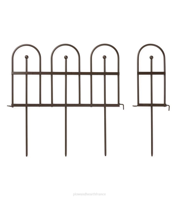 Plow & Hearth cour et jardin clôture en fer bordure en fer forgé avec piquets de terre et finition bronze à canon 0BNZ666