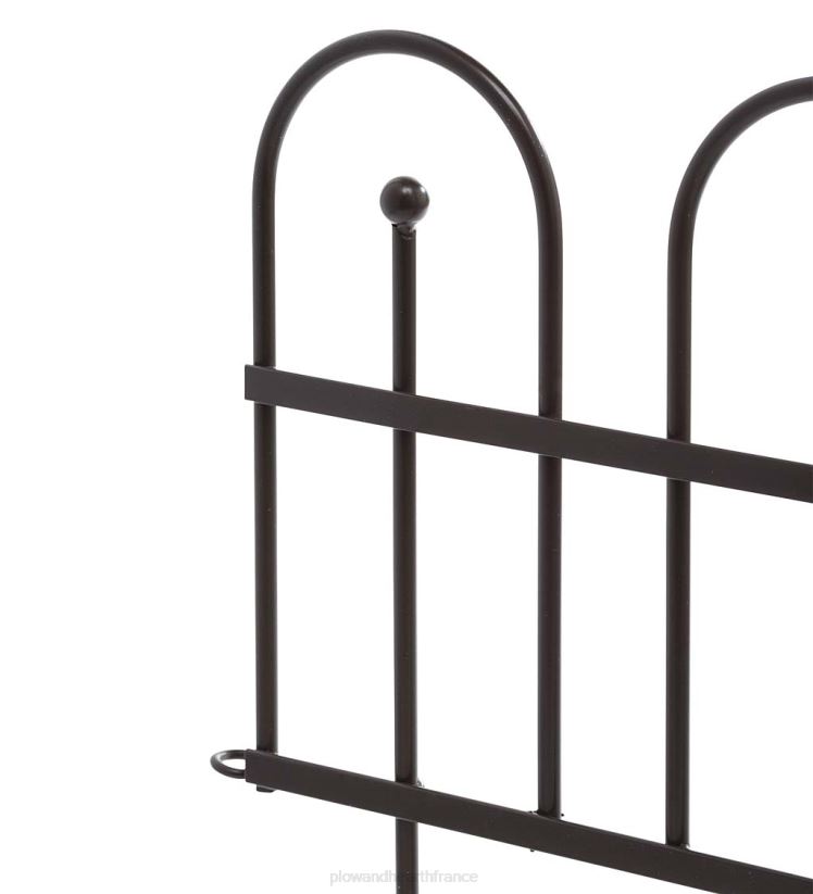 Plow & Hearth cour et jardin clôture en fer bordure en fer forgé avec piquets de terre et finition bronze à canon 0BNZ666
