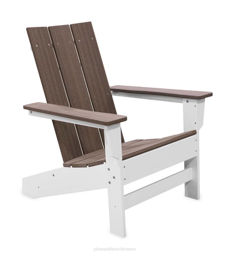 Plow & Hearth cour et jardin Chaise Adirondack pour sièges d'extérieur May River - gris côtier/blanc 0BNZ681