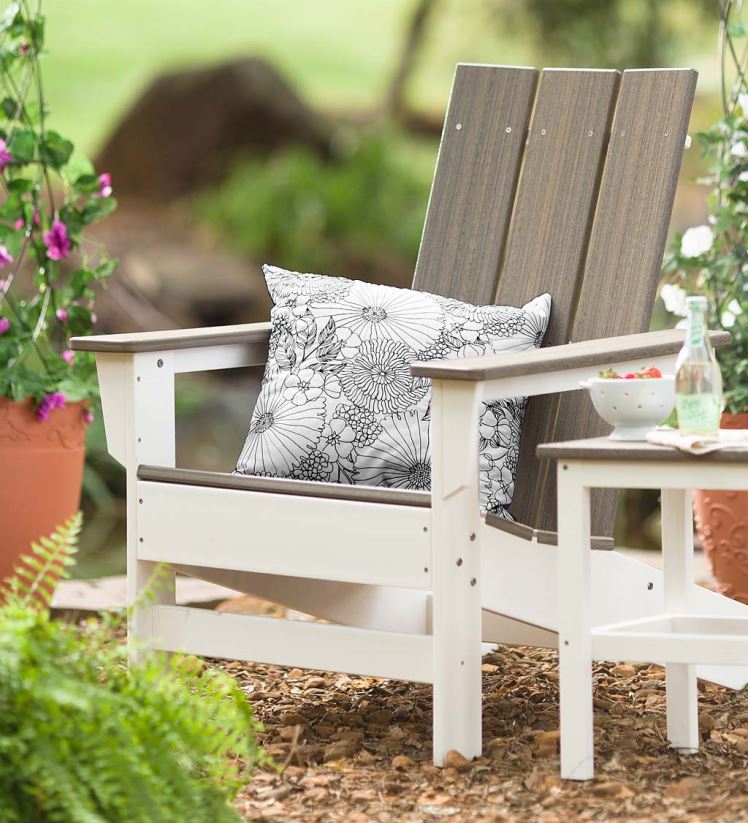 Plow & Hearth cour et jardin Chaise Adirondack pour sièges d'extérieur May River - gris côtier/blanc 0BNZ681