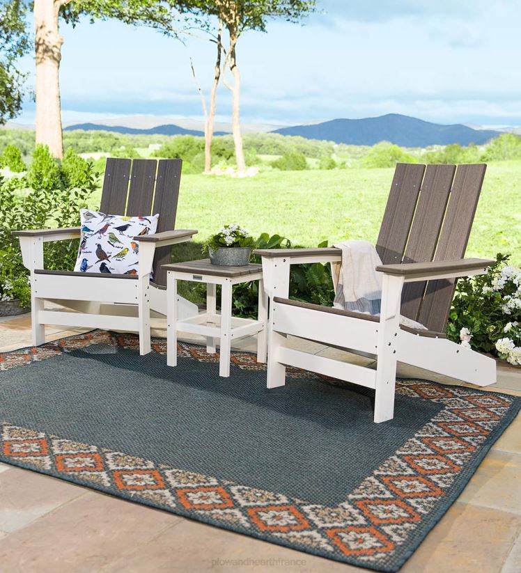 Plow & Hearth cour et jardin Chaise Adirondack pour sièges d'extérieur May River - gris côtier/blanc 0BNZ681