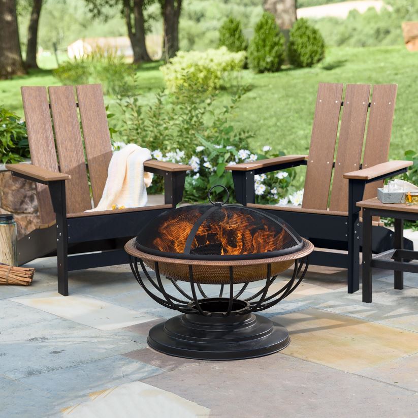 Plow & Hearth cour et jardin Chaise Adirondack pour sièges d'extérieur May River - gris côtier/blanc 0BNZ681