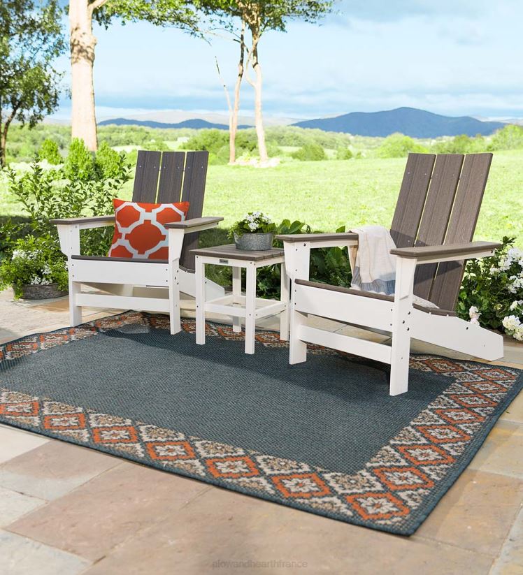 Plow & Hearth cour et jardin Chaise Adirondack pour sièges d'extérieur May River - gris côtier/blanc 0BNZ681