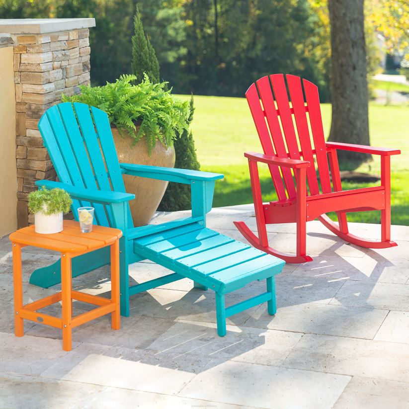 Plow & Hearth cour et jardin chaise adirondack en polywood avec pouf escamotable - bleu 0BNZ682