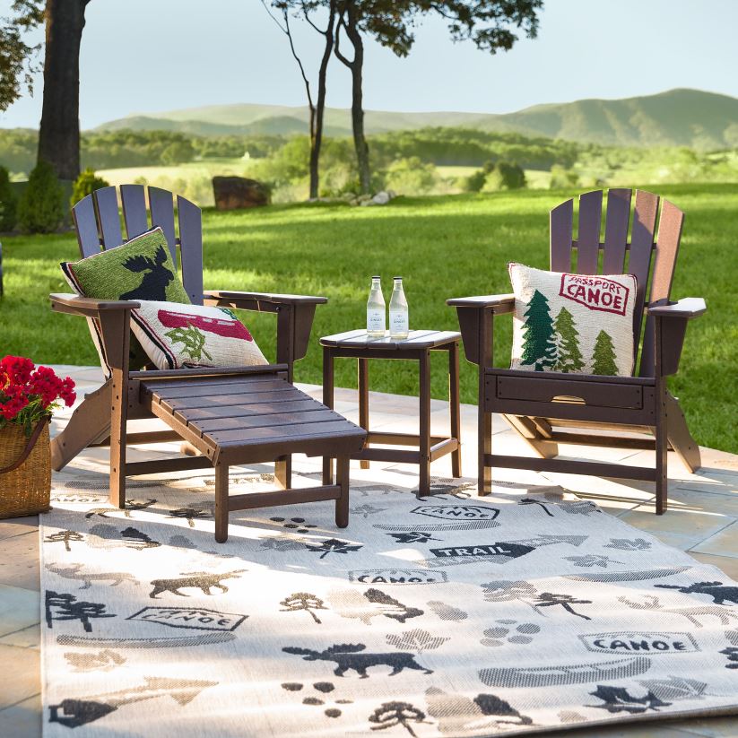 Plow & Hearth cour et jardin chaise adirondack en polywood avec pouf escamotable - bleu 0BNZ682